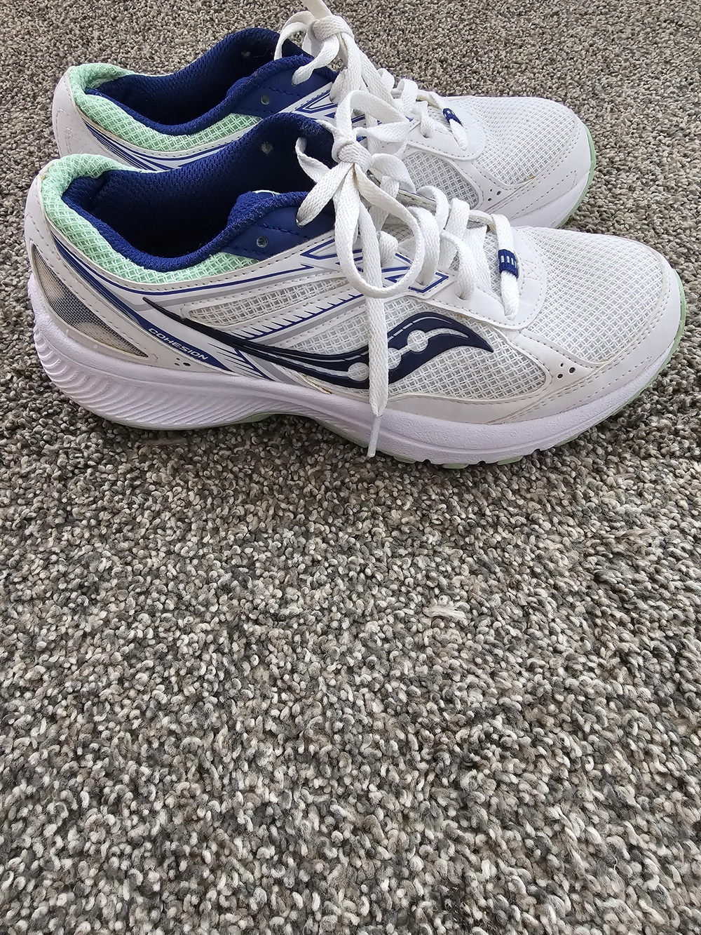 Saucony White Navy Mint Women's Athletic Running Shoes